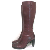 Costume National Knee High Boots Bordeaux Leather Size 40