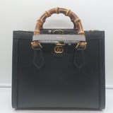 Gucci Diana Medium Tote Black Leather Bamboo-Handle Crossbody Bag