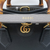 Gucci Diana Medium Tote Black Leather Bamboo-Handle Crossbody Bag