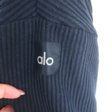 Alo Yoga Muse Hoodie Navy Ribbed Knit Size Extra Small Pullover Sweatshirt