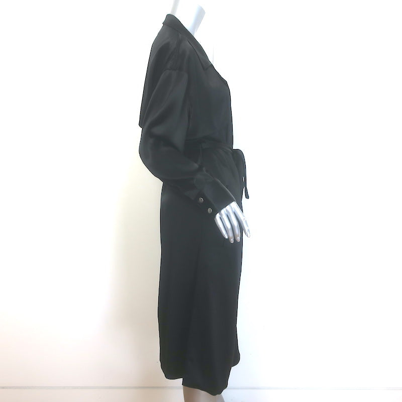 Baja East Drop Trench Coat Black Satin Size 2 NEW