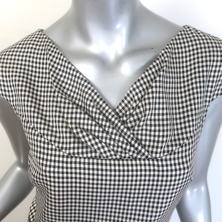Christian Dior Houndstooth Check Belted Sheath Dress Black/White Size 38/Small