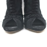 Dolce & Gabbana Suede-Trimmed Mesh Peep Toe Ankle Boots Black Size 38