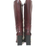 Costume National Knee High Boots Bordeaux Leather Size 40
