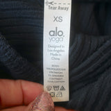 Alo Yoga Muse Hoodie Navy Ribbed Knit Size Extra Small Pullover Sweatshirt