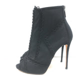 Dolce & Gabbana Suede-Trimmed Mesh Peep Toe Ankle Boots Black Size 38
