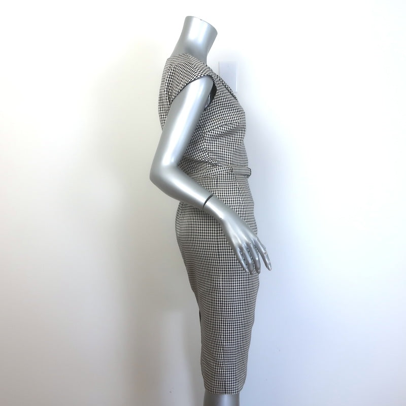 Christian Dior Houndstooth Check Belted Sheath Dress Black/White Size 38/Small