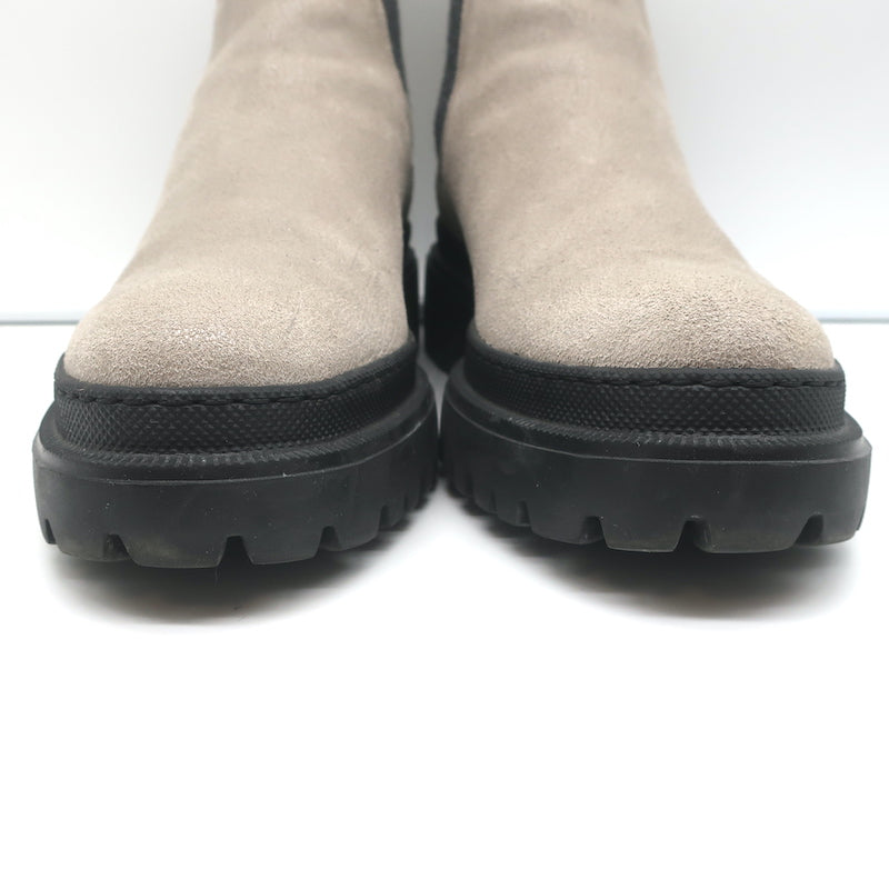 Brunello Cucinelli Monili-Embellished Chelsea Boots Taupe Leather Size 40