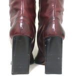 Costume National Knee High Boots Bordeaux Leather Size 40