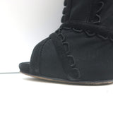 Dolce & Gabbana Suede-Trimmed Mesh Peep Toe Ankle Boots Black Size 38