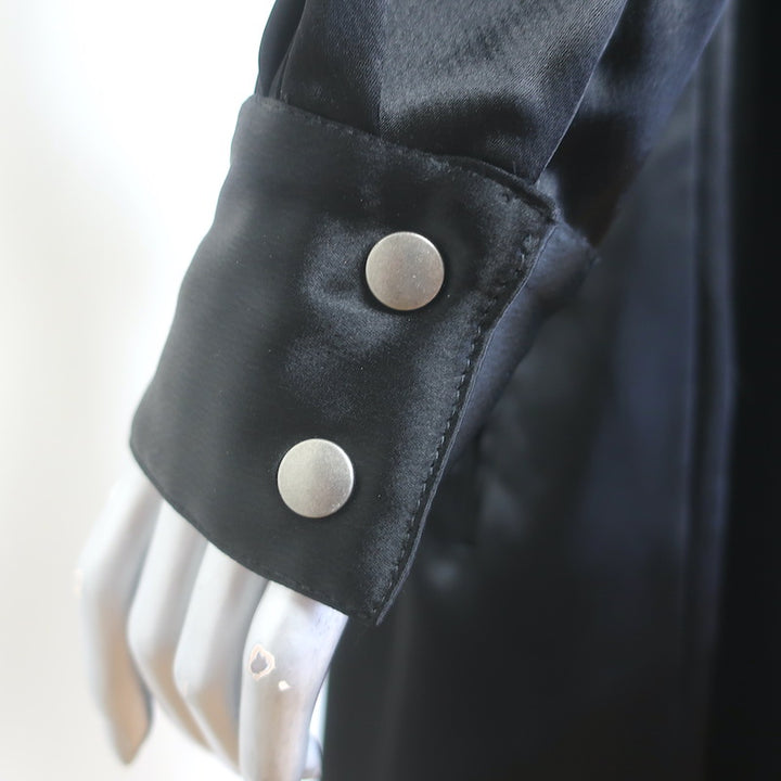 Baja East Drop Trench Coat Black Satin Size 2 NEW