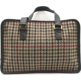 Prada Houndstooth Tweed Tote Bag Brown Leather-Trim Wool