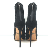 Dolce & Gabbana Suede-Trimmed Mesh Peep Toe Ankle Boots Black Size 38