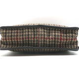 Prada Houndstooth Tweed Tote Bag Brown Leather-Trim Wool
