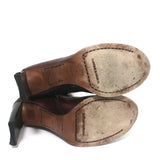 Costume National Knee High Boots Bordeaux Leather Size 40