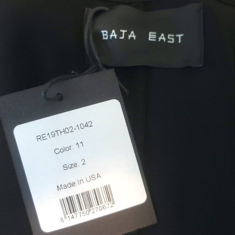 Baja East Drop Trench Coat Black Satin Size 2 NEW