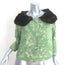 Tracy Reese Faux Fur Collar Jacket Green Metallic Brocade Size Small