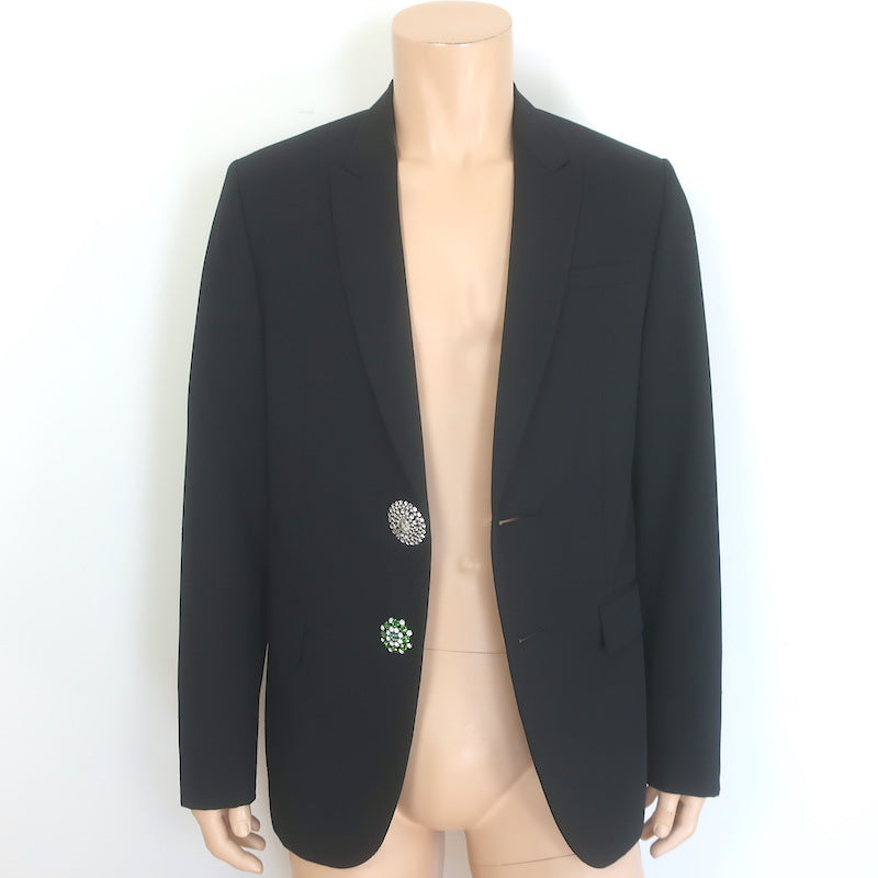 Givenchy Richardo Tischi 2017 Crystal-Button Blazer Black Size 50 Two-Button Jacket