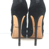 Dolce & Gabbana Suede-Trimmed Mesh Peep Toe Ankle Boots Black Size 38