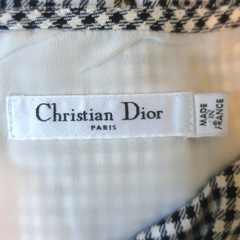 Christian Dior Houndstooth Check Belted Sheath Dress Black/White Size 38/Small