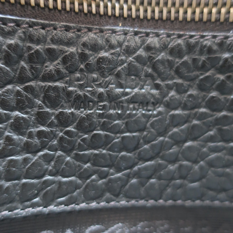 Prada Houndstooth Tweed Tote Bag Brown Leather-Trim Wool