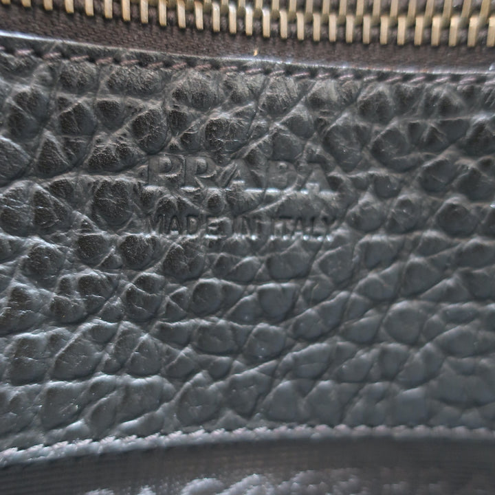 Prada Houndstooth Tweed Tote Bag Brown Leather-Trim Wool