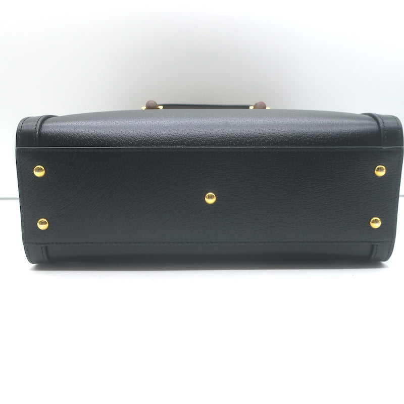 Gucci Diana Medium Tote Black Leather Bamboo-Handle Crossbody Bag