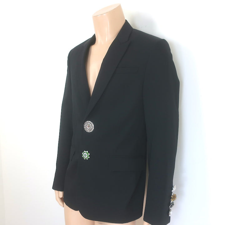 Givenchy Richardo Tischi 2017 Crystal-Button Blazer Black Size 50 Two-Button Jacket