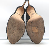 Dolce & Gabbana Suede-Trimmed Mesh Peep Toe Ankle Boots Black Size 38