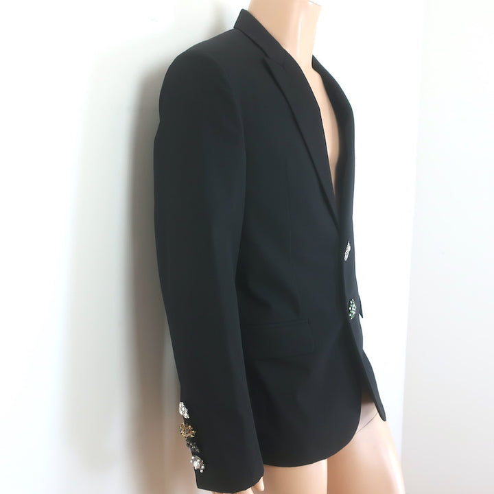 Givenchy Richardo Tischi 2017 Crystal-Button Blazer Black Size 50 Two-Button Jacket