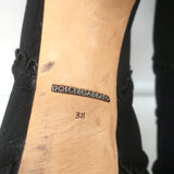 Dolce & Gabbana Suede-Trimmed Mesh Peep Toe Ankle Boots Black Size 38