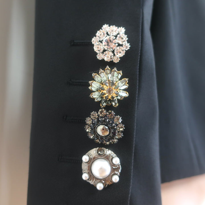 Givenchy Richardo Tischi 2017 Crystal-Button Blazer Black Size 50 Two-Button Jacket