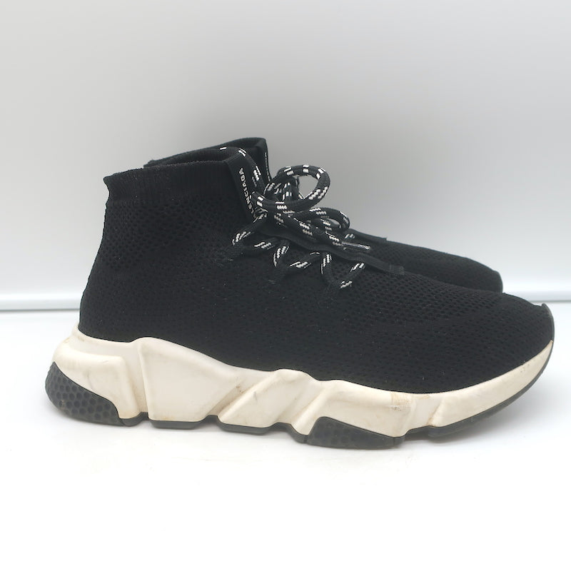 Balenciaga Speed Lace-Up Sock Sneakers Black Knit Size 38.5