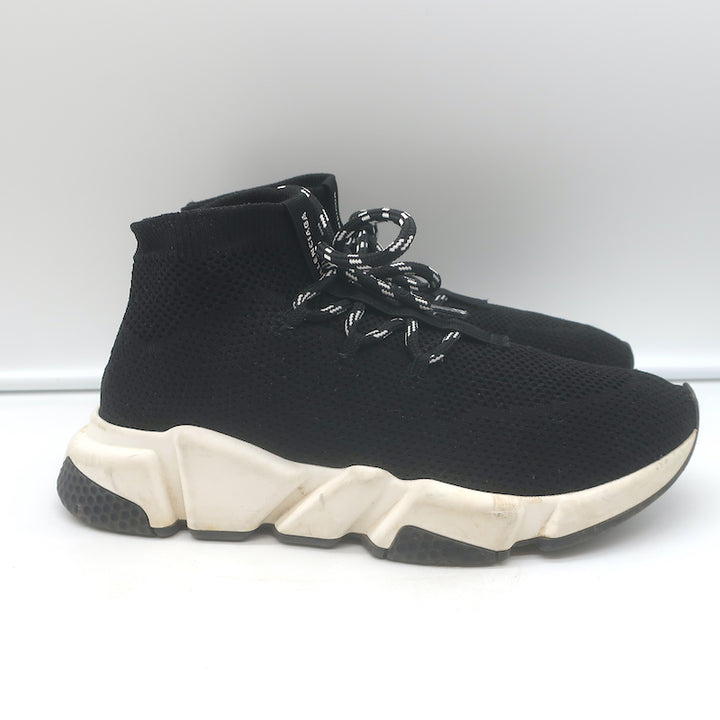 Balenciaga Speed Lace-Up Sock Sneakers Black Knit Size 38.5