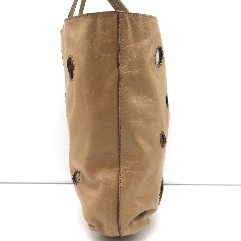 Prada Small Mirror Tote Bag Beige Leather