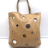 Prada Small Mirror Tote Bag Beige Leather