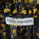 Ulla Johnson Doria Tie-Neck Top Black/Yellow Metallic Floral Print Size 0