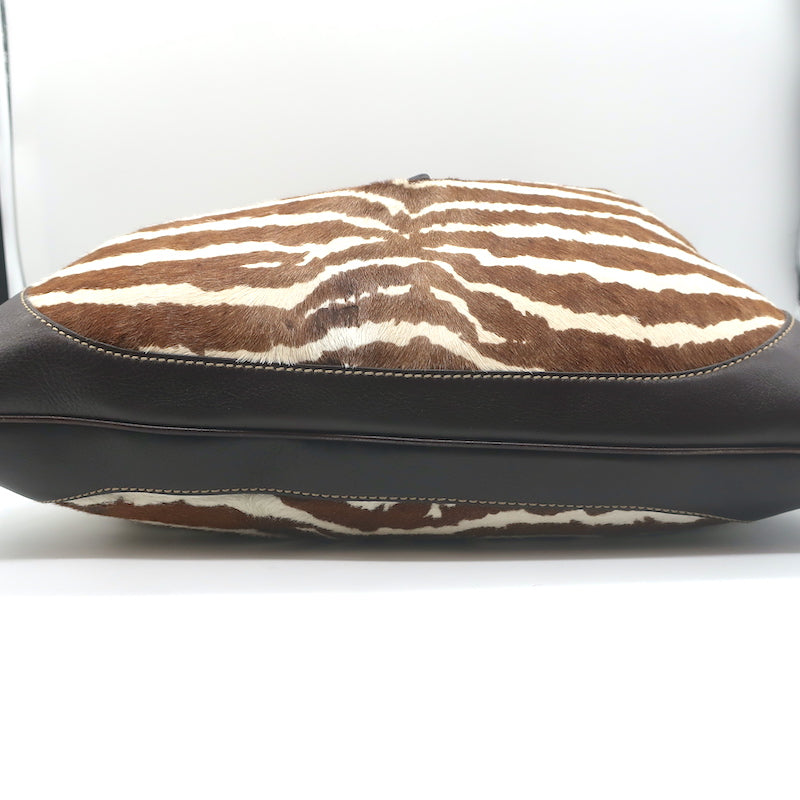 Gucci Jackie O Bouvier Hobo Brown Zebra Print Pony Hair Large Shoulder Bag
