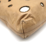 Prada Small Mirror Tote Bag Beige Leather