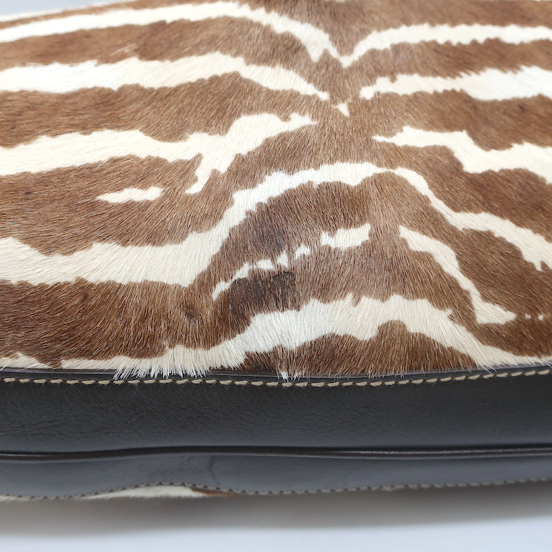 Gucci Jackie O Bouvier Hobo Brown Zebra Print Pony Hair Large Shoulder Bag