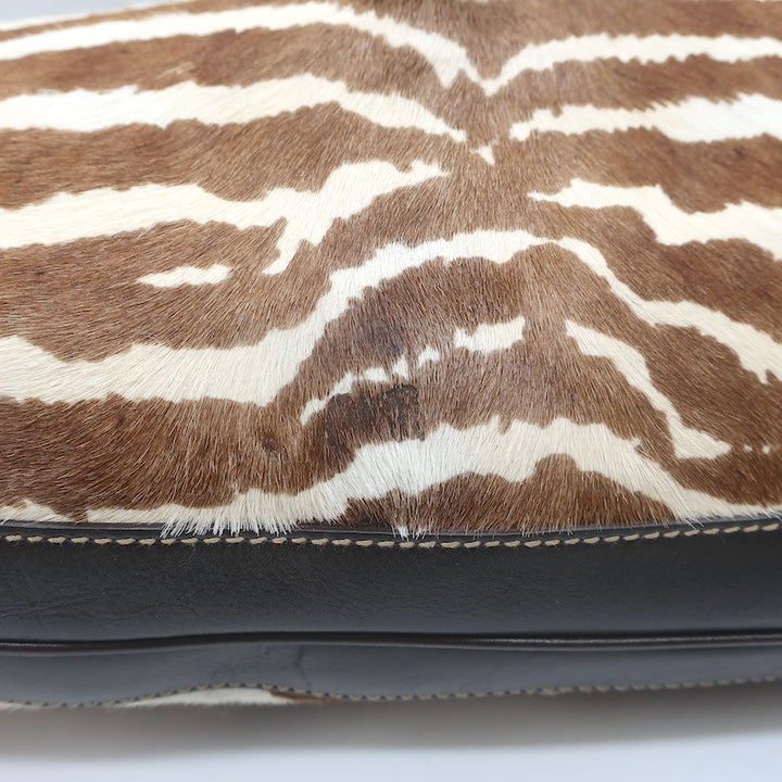Gucci Jackie O Bouvier Hobo Brown Zebra Print Pony Hair Large Shoulder Bag