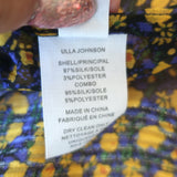 Ulla Johnson Doria Tie-Neck Top Black/Yellow Metallic Floral Print Size 0