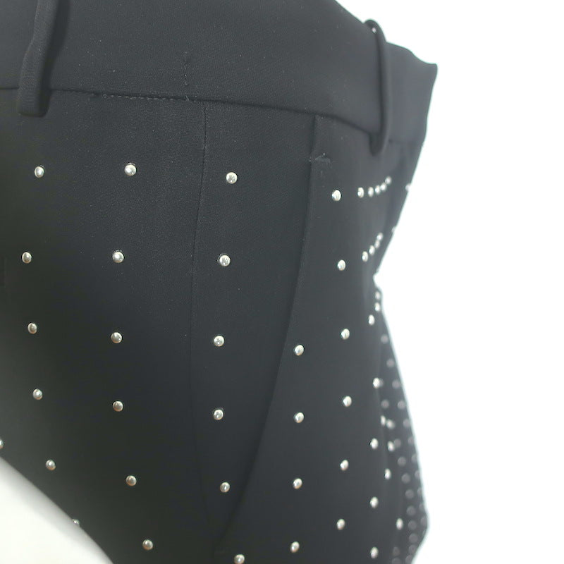 A.L.C. Studded Cropped Pants Black Stretch Crepe Size 0
