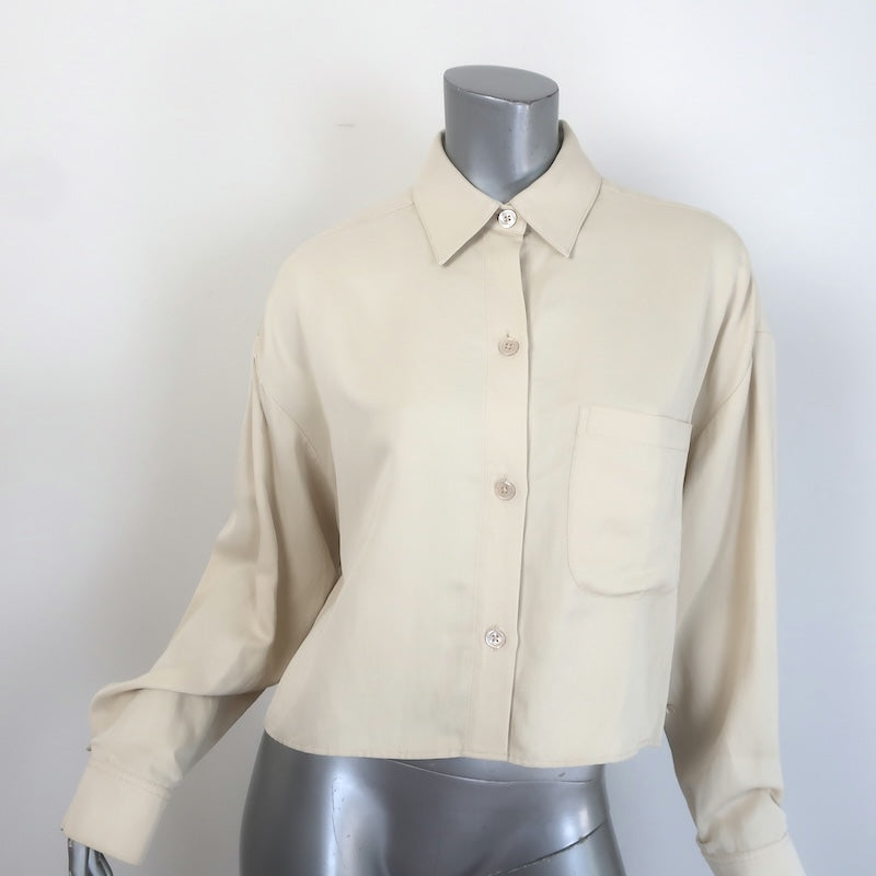 TWP Soon To Be Ex Cropped Shirt Beige Linen-Blend Size Extra Small/Small