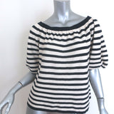 Ba&sh Elvis Off the Shoulder Striped Sweater Navy/Cream Cotton-Modal Size 0 NEW
