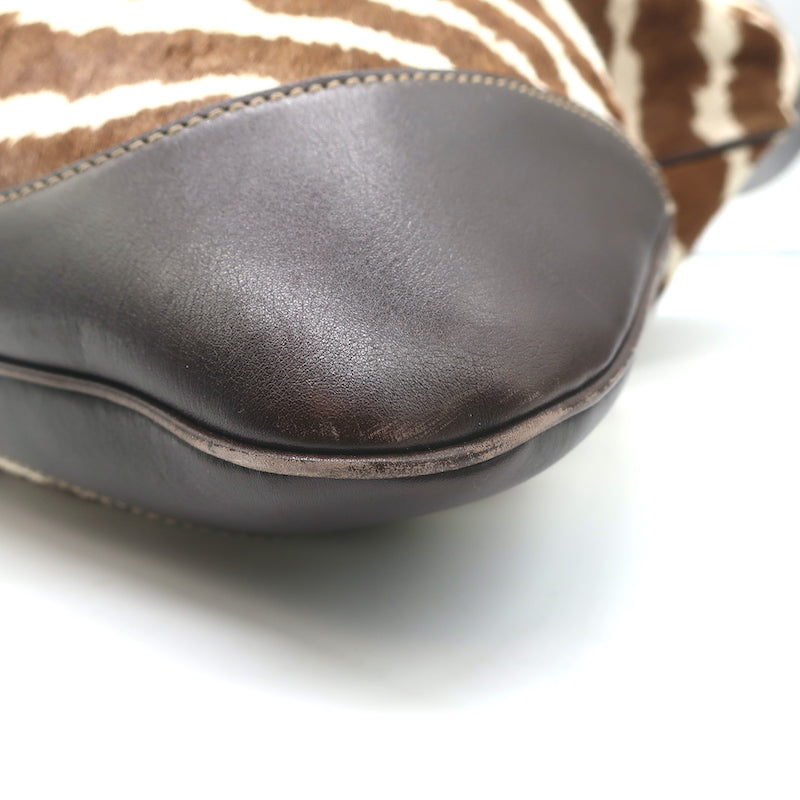 Gucci Jackie O Bouvier Hobo Brown Zebra Print Pony Hair Large Shoulder Bag