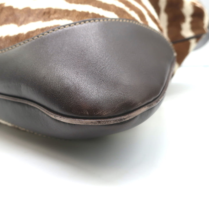 Gucci Jackie O Bouvier Hobo Brown Zebra Print Pony Hair Large Shoulder Bag
