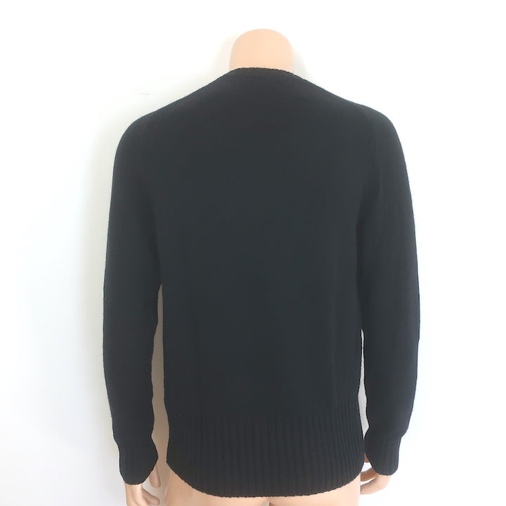 Alexander McQueen Crystal Snowflake Crewneck Sweater Black Wool Size Large