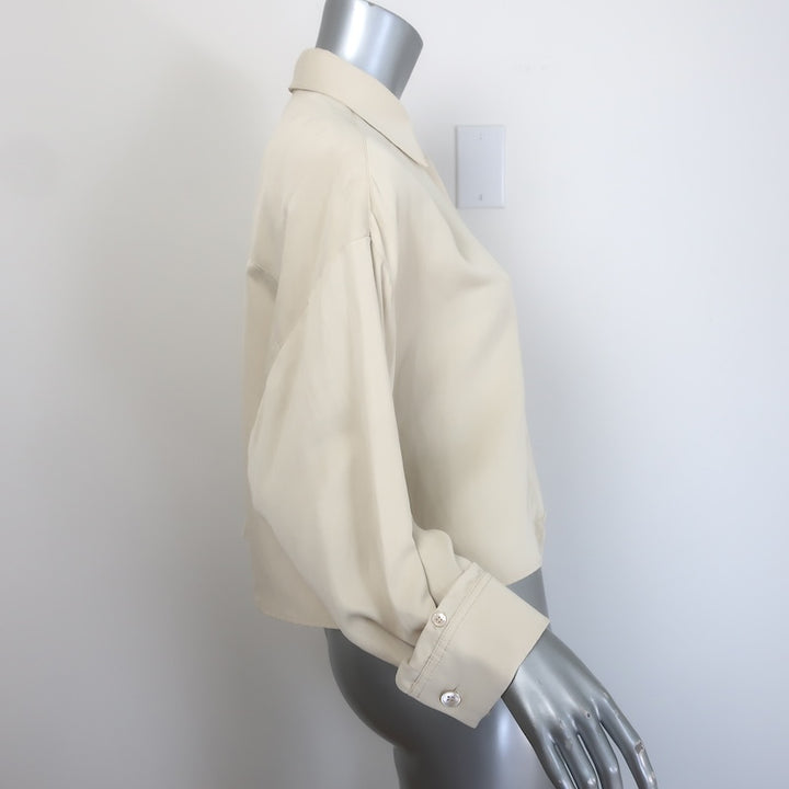 TWP Soon To Be Ex Cropped Shirt Beige Linen-Blend Size Extra Small/Small
