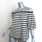 Ba&sh Elvis Off the Shoulder Striped Sweater Navy/Cream Cotton-Modal Size 0 NEW